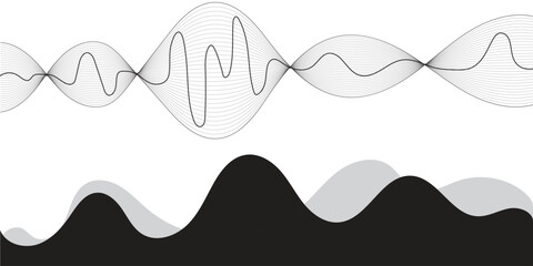 Technology abstract lines on white background. Undulate Grey Wave Swirl, frequency sound wave, twisted curve lines with blend effect.