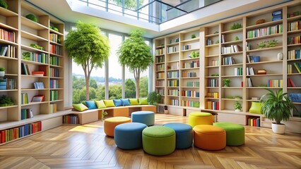 A library with a sensory-friendly reading area