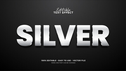 Editable silver 3d text effect, metal text style effect