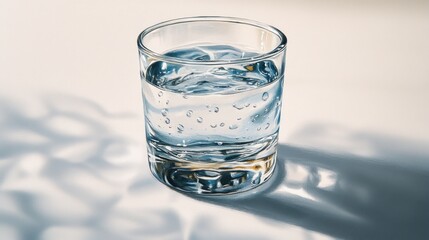 Glass of water, sunlight, shadows, surface, hydration