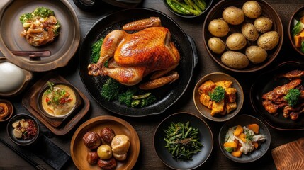 Gourmet Roasted Chicken Dinner Feast: A Culinary Delight