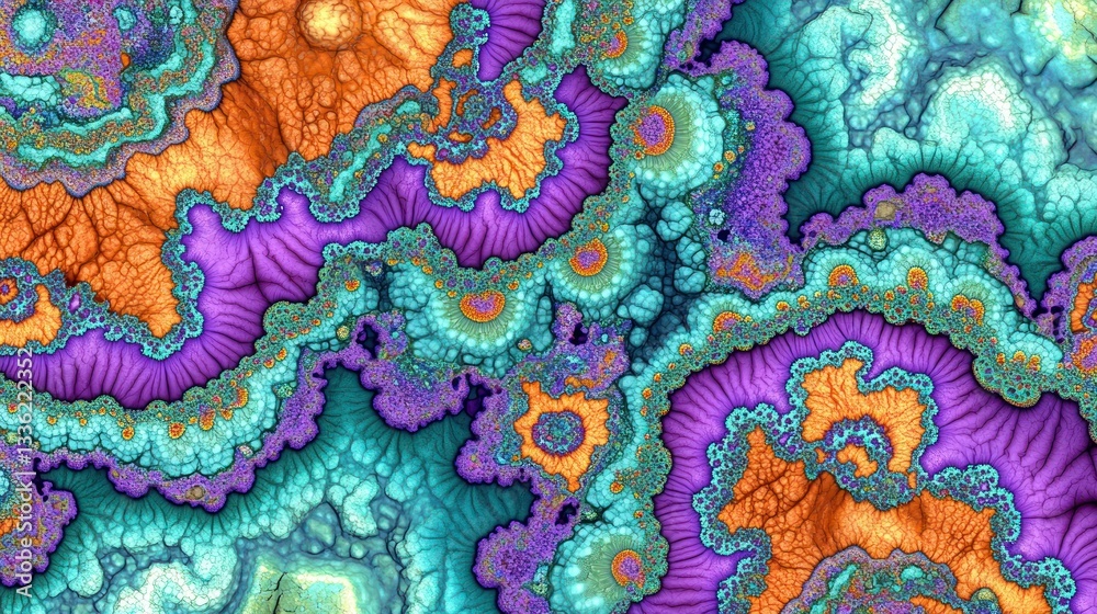 Poster Abstract fractal patterns showcasing diverse colorful and intricate designs overall