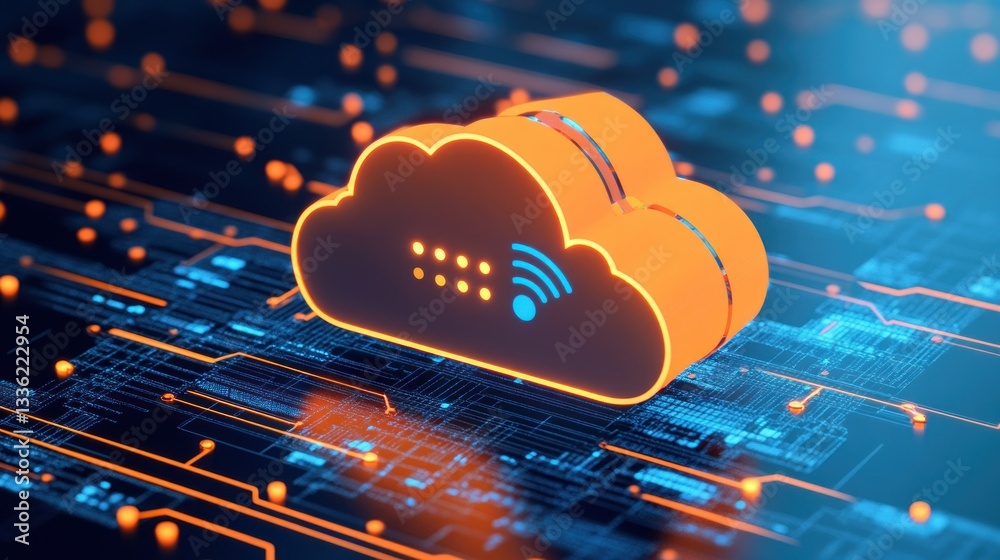 Poster An illustrative image of a cloud and internet connection