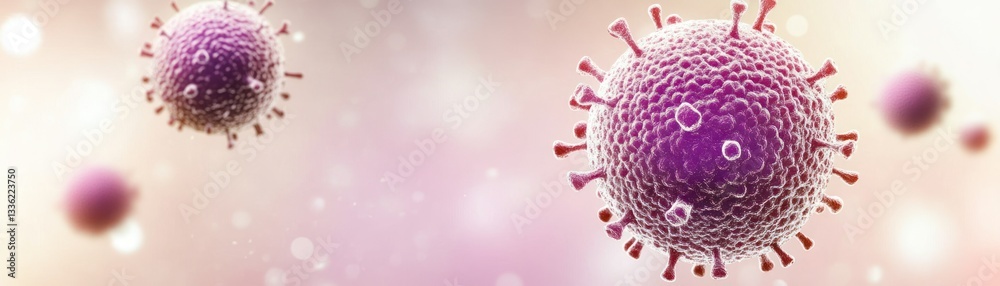 Poster illustration of microscopic spherical organisms floating in space