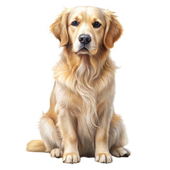 Obraz premium Golden Retriever Cute Animal Clipart Watercolor Minimal , White background