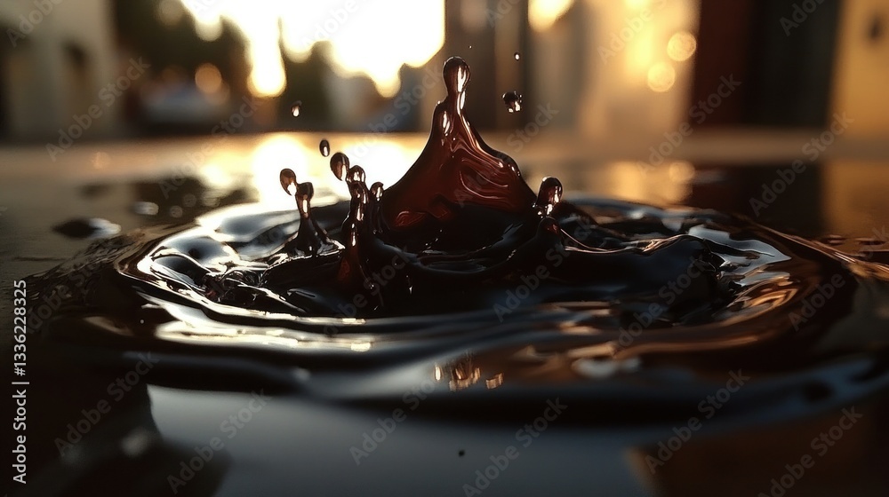 Poster A splash of dark liquid creating a distinctive shape