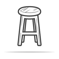 Wooden high stool chair outline icon transparent vector isolated