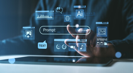 Futuristic AI-powered prompt generation interface concept.