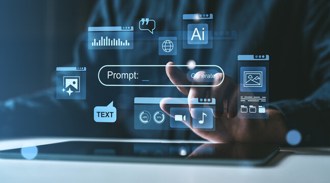 Futuristic AI-powered prompt generation interface concept.