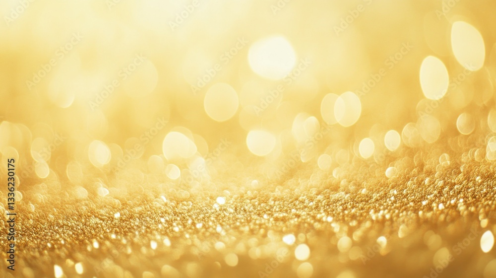 Poster Golden sparkly background with soft bokeh lights and blurred effect