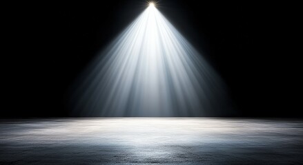 A spotlight illuminating a summer stage, ticket stub in frame, copy space above