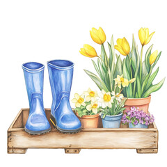 yellow tulips in pots