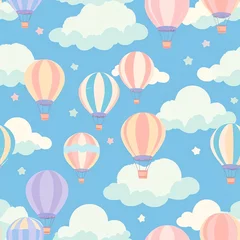 Pastel Hot Air Balloons Soaring Through a Dreamy Sky