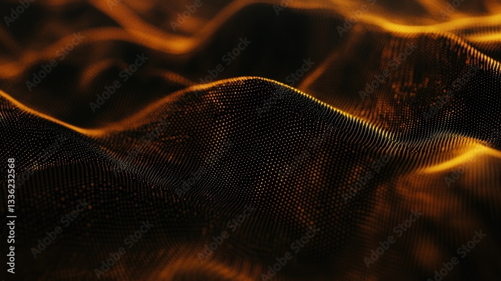 Poster Abstract digital landscape of flowing points with varying depth of field
