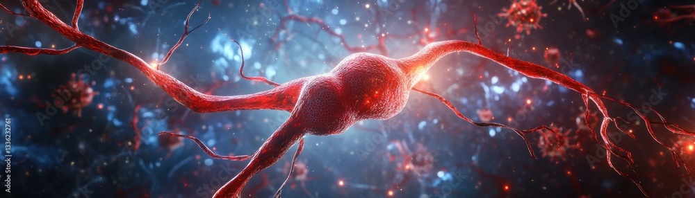 Poster Artistic depiction of neuron and its neural cell extensions