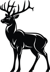 Fototapeta premium Majestic Black Silhouette Deer Vector Illustration