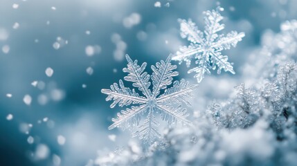Snowflakes fall softly, one by one, wrapping the world in a gentle, silent embrace, as the cold winter air embraces the soul.