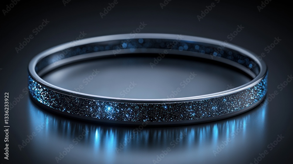 Poster a detailed view of a sparkly dark elegant bracelet displayed