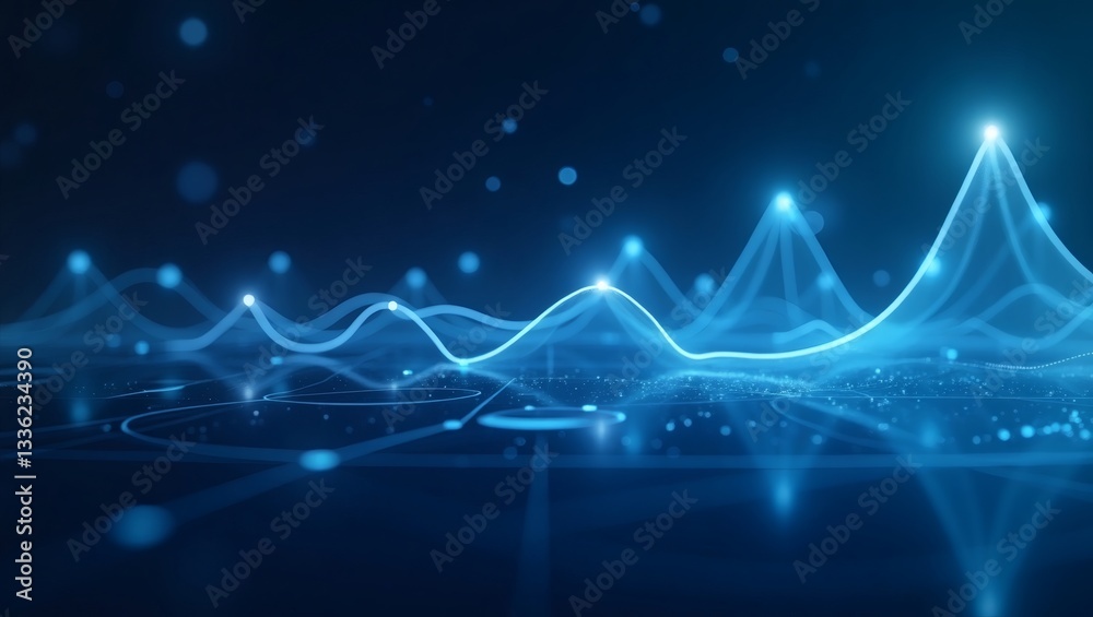 Aufkleber an abstract illustration of a data graph that shows glowing peaks and valleys, representing trends a