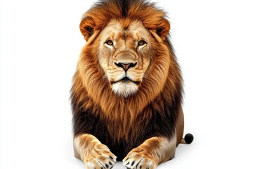 Majestic Lion Portrait Against White Background