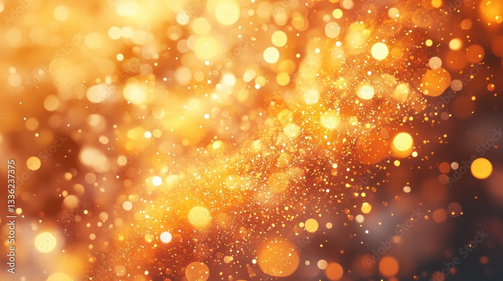 Poster Golden bokeh lights sparkling and glowing in an abstract pattern