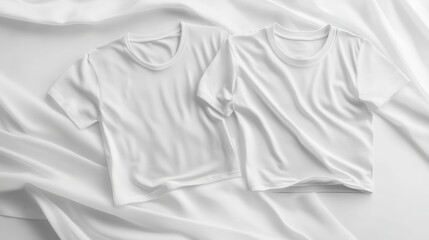 White t-shirts on a clean gradient background, showcasing simplicity and modern design.
