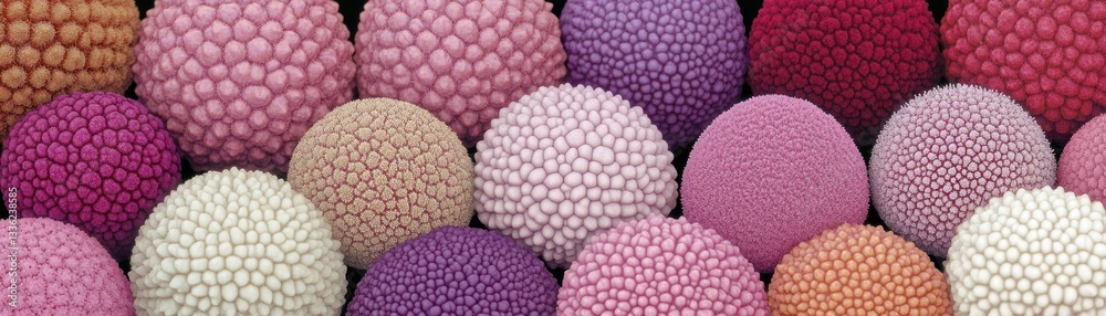 Aufkleber colorful spherical objects arranged closely with textured surfaces