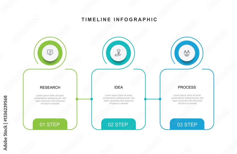 Poster 3 step table with line connected and icons suitable for infographic template 