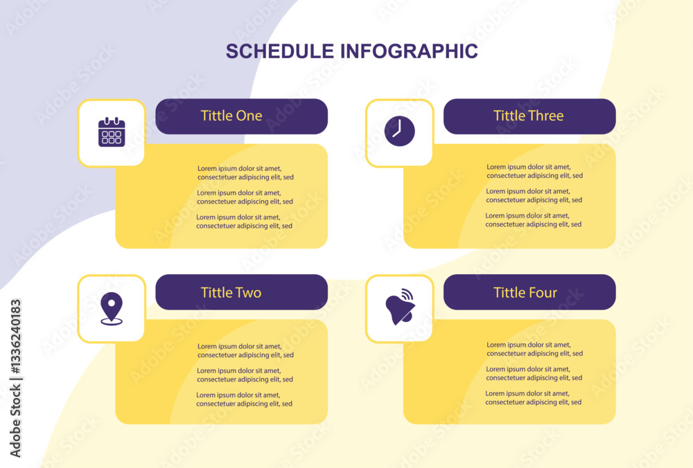 Poster 4 step table infographic template with icons suitable for business information and web presentation 