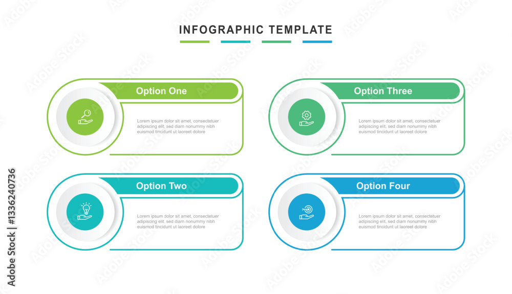 Poster 4 step table infographic. Template vector banner suitable for business information and presentation 