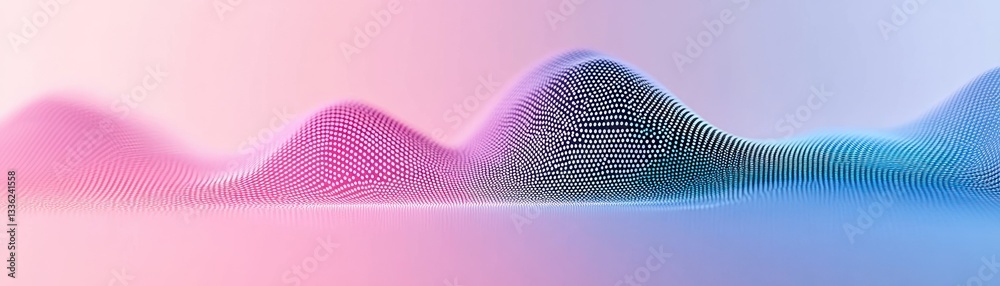 Poster abstract digital landscape presents flowing waves with vibrant color gradients