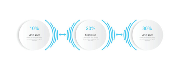 3 step process infographic. 3 circle with line connected suitable for business information and presentation 