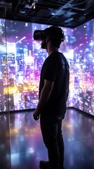 cutting edge very headset in metropolitan area image