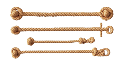 [Transparent Background PNG]Different Sizes of Rope Knots on White Background