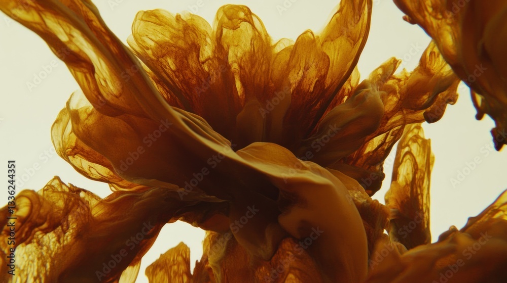 Poster an abstract and flowing arrangement of delicate golden shapes
