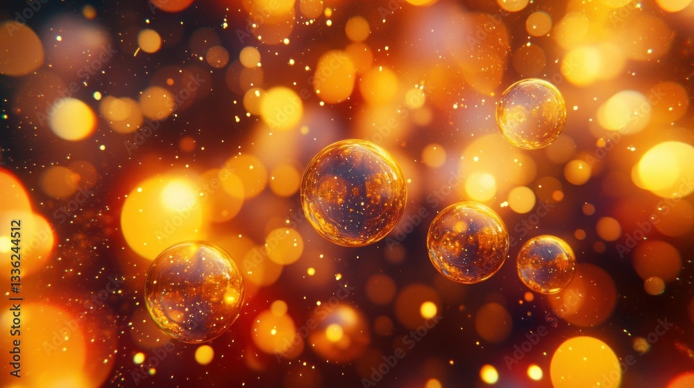 Poster glowing orbs floating amongst blurred illuminated specks of light