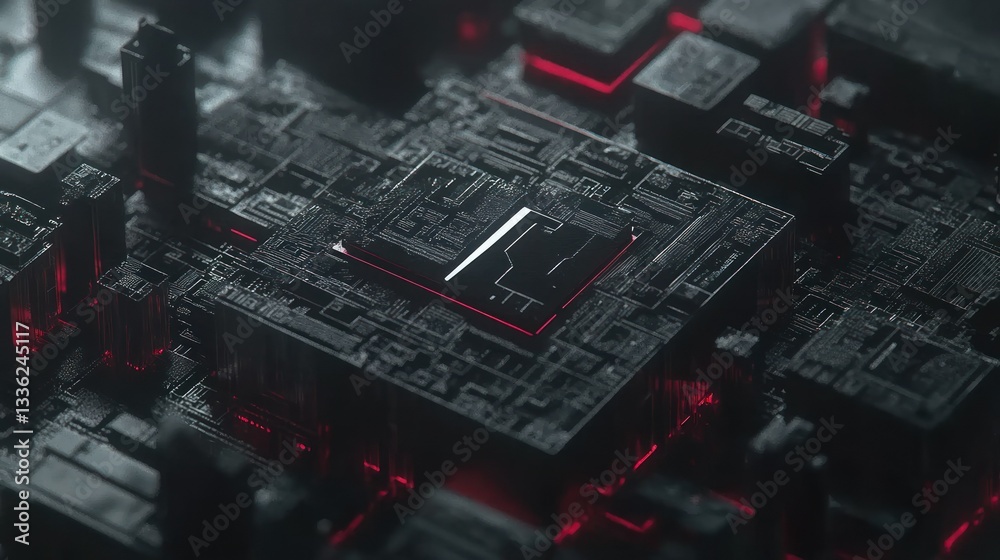 Poster detailed close up of a technological circuit board design