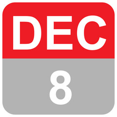 DEC 8 Daily Date calender art illustration