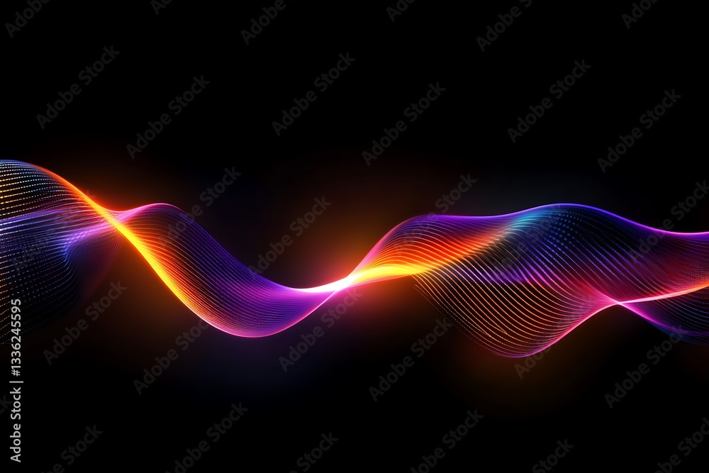Poster abstract colorful wave glowing in dark.