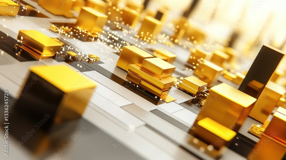 Poster A detailed close up view of golden computer components