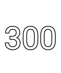 Black and white color numbers 300