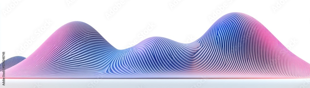 Poster Abstract three dimensional landscape rendered with gradients and wavy lines