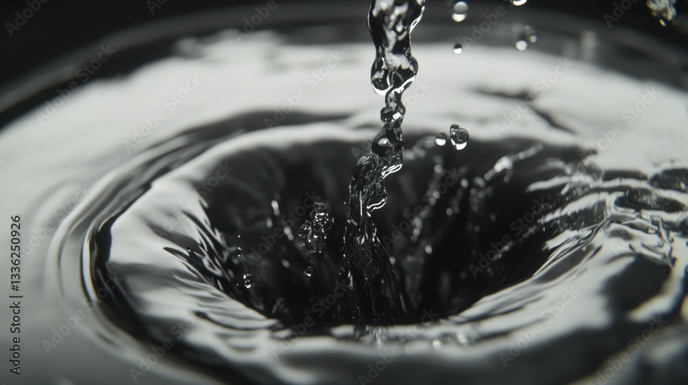 Poster water stream pouring and creating ripples in a watery surface