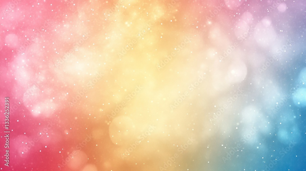 Poster A multicolored soft gradient background with glowing particles and bokeh