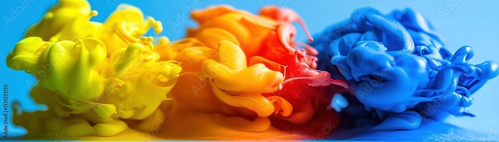 Poster Colorful inks blending into a vibrant and artistic visual display