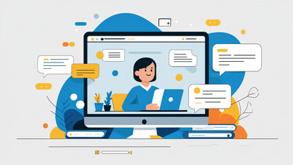 Modern Flat Design Illustration of Virus Cell Structure