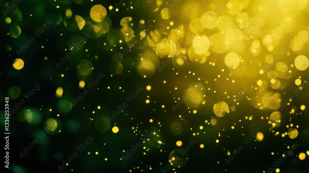 Poster bokeh effect illustration with yellow and green color combination