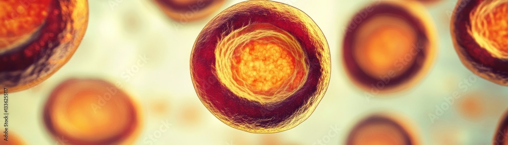Aufkleber detailed illustration depicting a cell with cellular structure in microscopic view