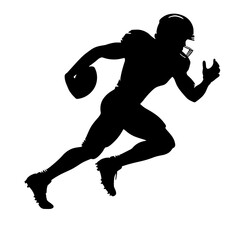 Naklejka premium Black silhouette of a Running Back in American football, transparent background 