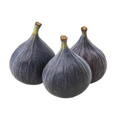 Obraz premium Three ripe dark figs on black background fresh fruit healthy food